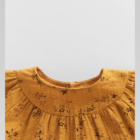 Zara Girl's Floral Print Fall Textured Long Sleeve Dress 4-5 YEARS - Picture 2 of 12